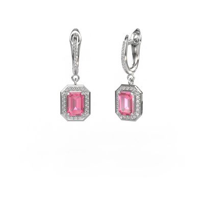 Drop earrings Dodie 2 585 white gold pink sapphire 6.5x4.5 mm