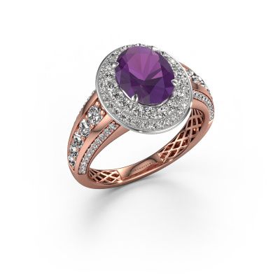 Verlobungsring Nancie 585 Roségold Amethyst 9x7 mm