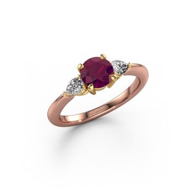 Engagement ring Chanou RND 585 rose gold rhodolite 6 mm