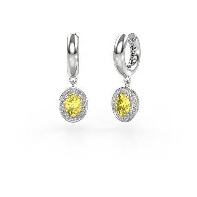 Drop earrings Annett 950 platinum yellow lab grown diamond 7x5 mm