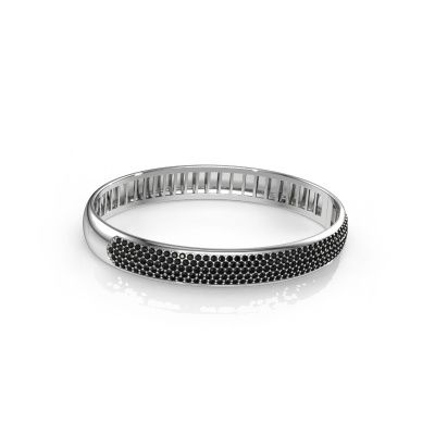 Bracelet jonc Emely 9mm 585 or blanc diamant noir 3.622 crt