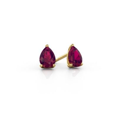 Clous d'oreilles Sam PER 585 or jaune rhodolite 7x5 mm