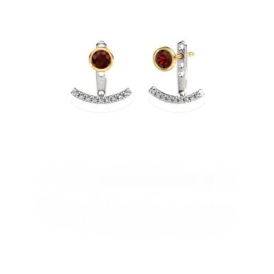 Boucles d'oreilles Rosetta 585 or blanc grenat 4 mm