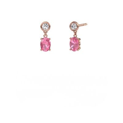 Pendants d'oreilles Lacey OVL 585 or rose saphir rose 7x5 mm