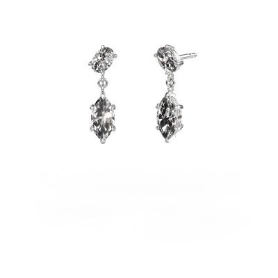 Pendants d'oreilles Toi et Moi OVL-MRQ 585 or blanc diamant 2.80 crt