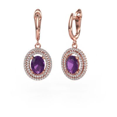 Drop earrings Karren 585 rose gold amethyst 8x6 mm