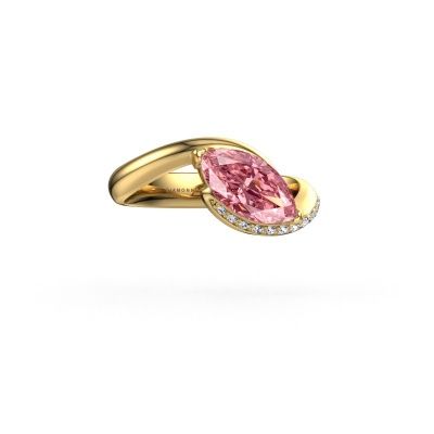 Engagement ring Aida MRQ side 585 gold pink lab grown diamond 11x5.5 mm