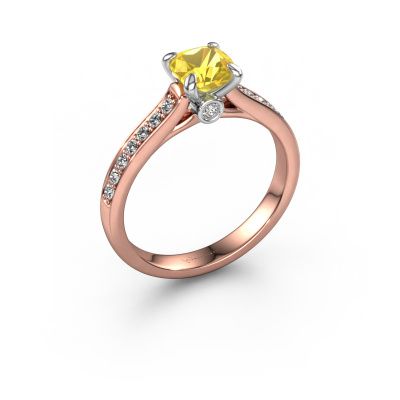Bague de fiançailles Valorie cus 2 585 or rose saphir jaune 5.5 mm