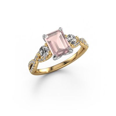 Engagement ring Marilou EME 585 gold morganite champagne 8x6 mm