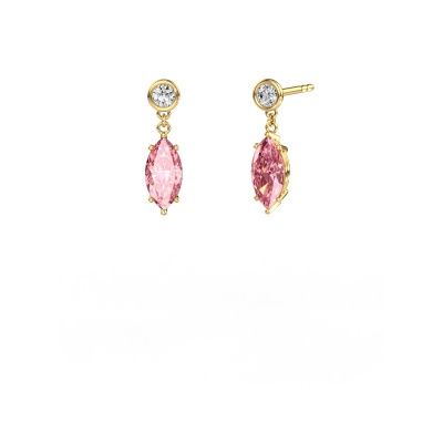 Drop earrings Lacey MRQ 585 gold pink lab grown diamond 10x5 mm