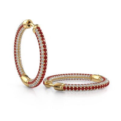 Hoop earrings Hope 20mm 585 gold ruby 1 mm
