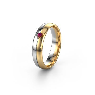 Wedding ring WH0221L35X 585 gold rhodolite ±0.20x0.06 in