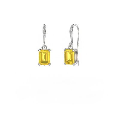 Pendants d'oreilles Laurie EME 2 585 or blanc saphir jaune 7x5 mm