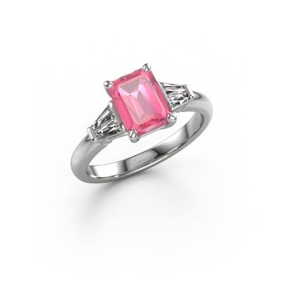 Verlobungsring Kina EME 950 Platin Pink Saphir 8x6 mm