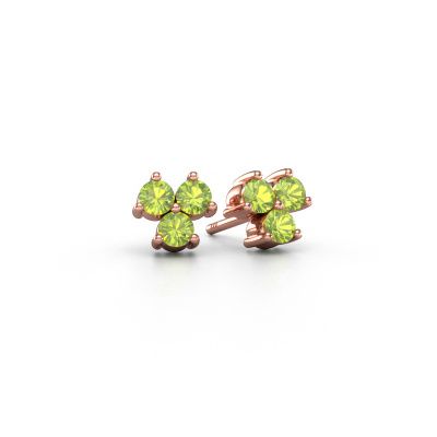 Clous d'oreilles Shirlee 585 or rose péridot 3 mm