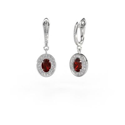 Drop earrings Layne 2 585 white gold garnet 7x5 mm