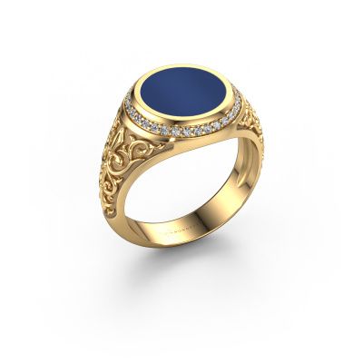 Chevalière Moor 2 585 or jaune lapis lazuli 10 mm