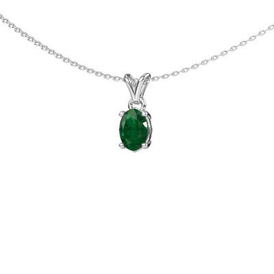 Necklace Lucy 1 585 white gold emerald 7x5 mm
