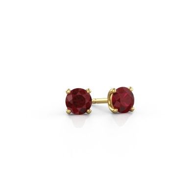 Stud earrings Sam RND 585 gold ruby 5 mm