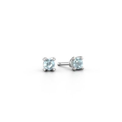 Clous d'oreilles Isa 585 or blanc aigue-marine 5 mm