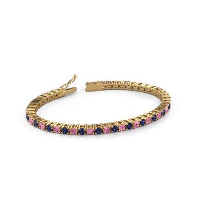 Bracelet tennis Karin 3.5 mm 585 or jaune saphir rose 3.5 mm