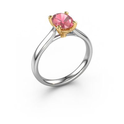 Engagement ring Mignon ovl 1 585 white gold tourmaline pink 8x6 mm