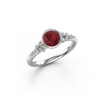 Engagement ring Aliyah RND 950 platinum ruby 5.7 mm