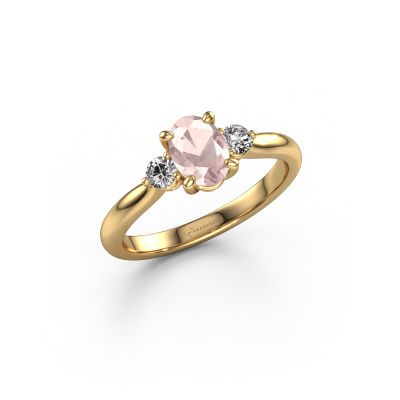 Engagement ring Lieselot OVL 585 gold morganite champagne 7x5 mm