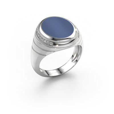 Signet ring Luuk 585 white gold blue sardonyx 15x12 mm