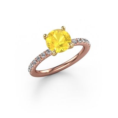 Verlobungsring Crystal RND 2 585 Roségold Gelb Saphir 7.3 mm