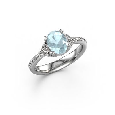Engagement ring Aleida OVL 2 950 platinum aquamarine 8x6 mm