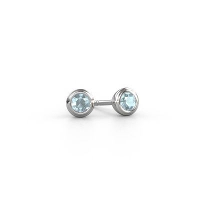 Clous d'oreilles Shemika 950 platine aigue-marine 4 mm