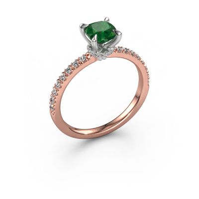 Engagement ring Crystal CUS 4 585 rose gold emerald 5.5 mm