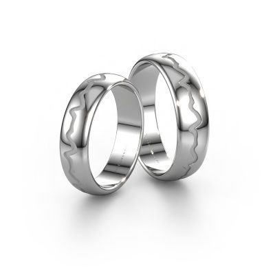 Wedding rings set WHR0441LM ±0.20x0.06 in 14 Carat white gold