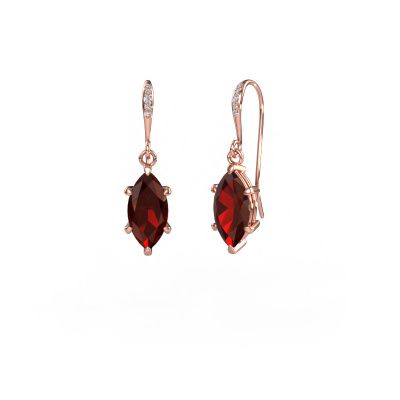 Drop earrings Laurie MRQ 2 585 rose gold garnet 10x5 mm