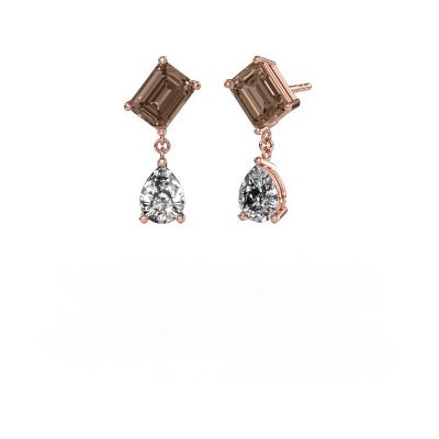 Boucles d'oreilles Toi et Moi EME PER 585 or rose diamant brun 5.50 crt