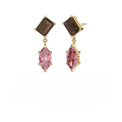Drop earrings Toi et Moi EME MRQ 585 gold smokey quartz 8x6 mm