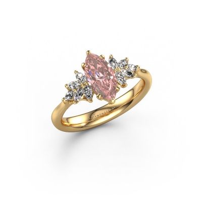 Engagement ring Fiona MRQ 585 gold pink lab grown diamond 10x5 mm