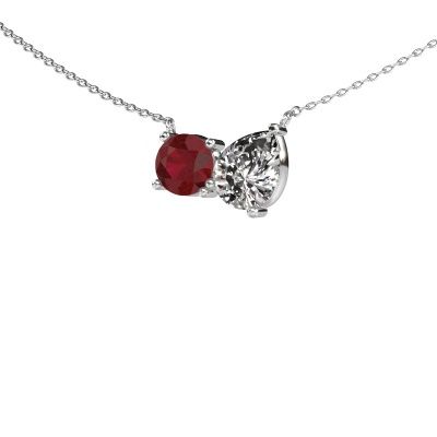 Pendant Toi et Moi RND PER 585 white gold ruby 6.5 mm