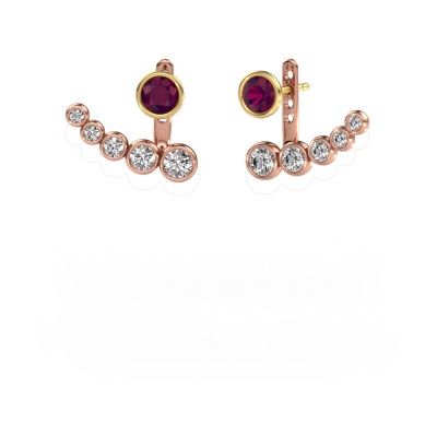 Boucles d'oreilles Wendy 585 or rose rhodolite 5 mm