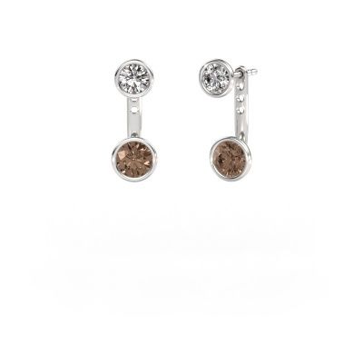Boucles d'oreilles Halle 585 or blanc diamant brun 2.40 crt