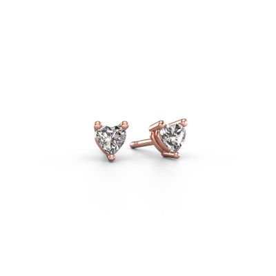 Stud earrings Garnet 585 rose gold lab grown diamond 0.50 crt