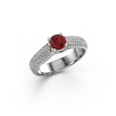 Engagement ring Leoness 950 platinum ruby 5 mm