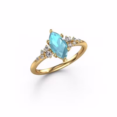Ring Royce MRQ 585 gold blue topaz 10x5 mm