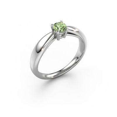 Engagement ring Nichole 585 white gold green lab grown diamond 4.2 mm