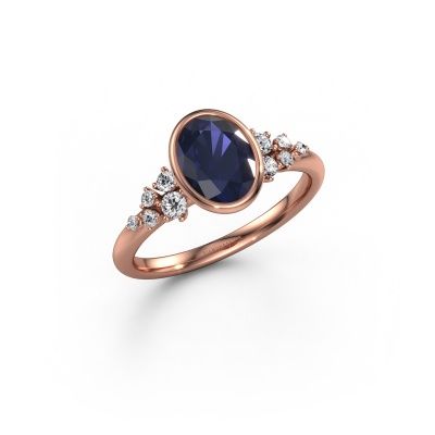 Engagement ring Aliyah OVL 585 rose gold sapphire 8x6 mm