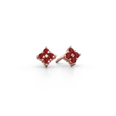 Clous d'oreilles Maryetta 585 or rose rubis 2 mm