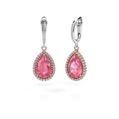 Pendants d'oreilles Tilly per 4 585 or rose saphir rose 12x8 mm