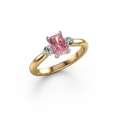 Engagement ring Lieselot RAD 585 gold pink lab grown diamond 6.5x4.5 mm