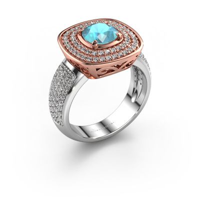 Ring Eliana 585 Roségold Blau Topas 6 mm